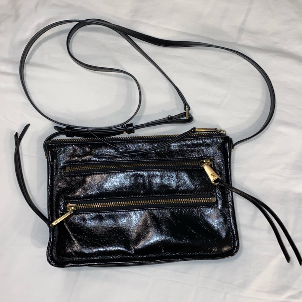 HOBO brand crossbody purse. Black leather.